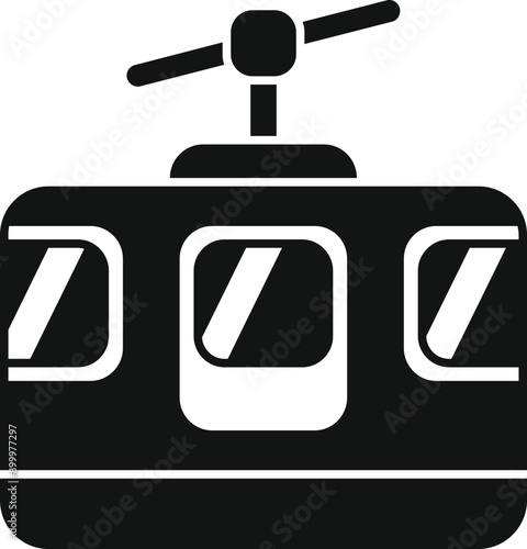 Black silhouette of a funicular railway car ascending a mountainside