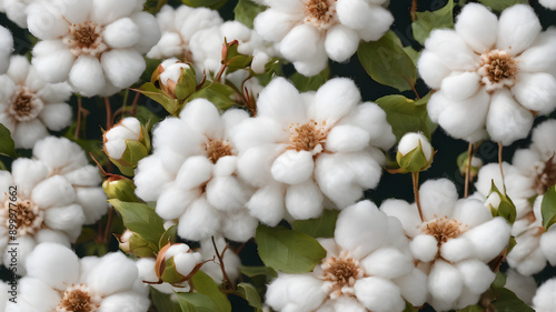 Cotton flowers background. Generative AI