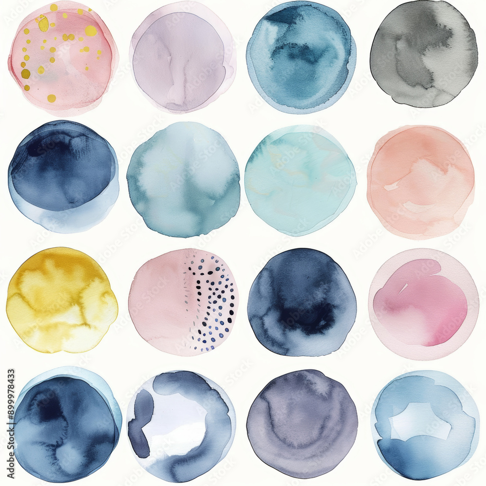Watercolor Circles Pattern in Pastel and Neutral Shades Abstract Modern Art Watercolor Circles Pattern in Pastel and Neutral Shades Abstract Modern Art