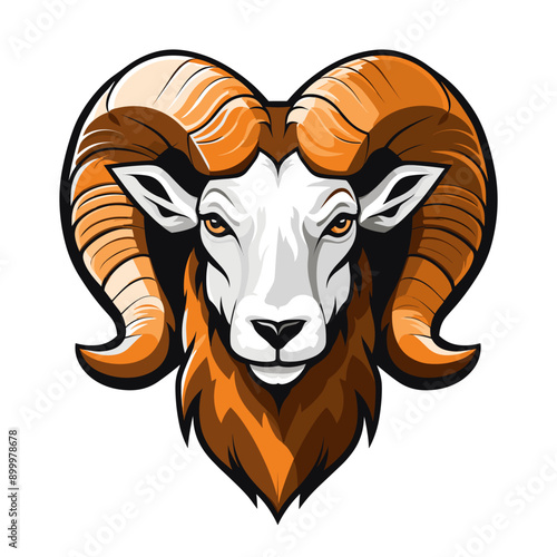 Ram vector mascot logo design with modern illustration concept style for badge, emblem and tshirt printing. Ram sticker. Ram illustration for sport and esport team logotype. Goat, sheep, mouflon photo