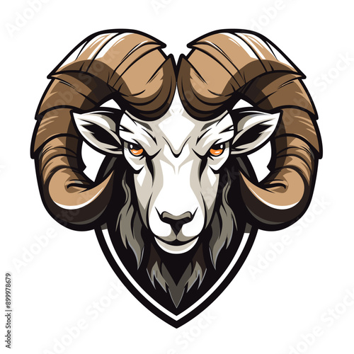 Ram vector mascot logo design with modern illustration concept style for badge, emblem and tshirt printing. Ram illustration for sport and esport team logotype. Ram sticker. Goat, sheep, mouflon