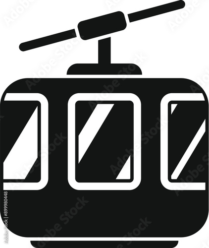 Black silhouette of a funicular cabin moving up, perfect icon for tourism and travel industries