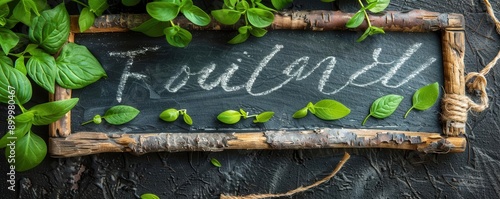 Realistic view of sustainability tips written on a chalkboard in a community center high-definition clarity photo