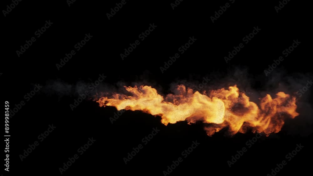 Flamethrower visual effect element - 60 fps, 4K Pro Res with mask pass