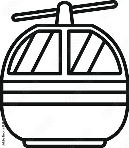 Outline icon of a funicular cabin moving upwards on cableway, public or touristic transport