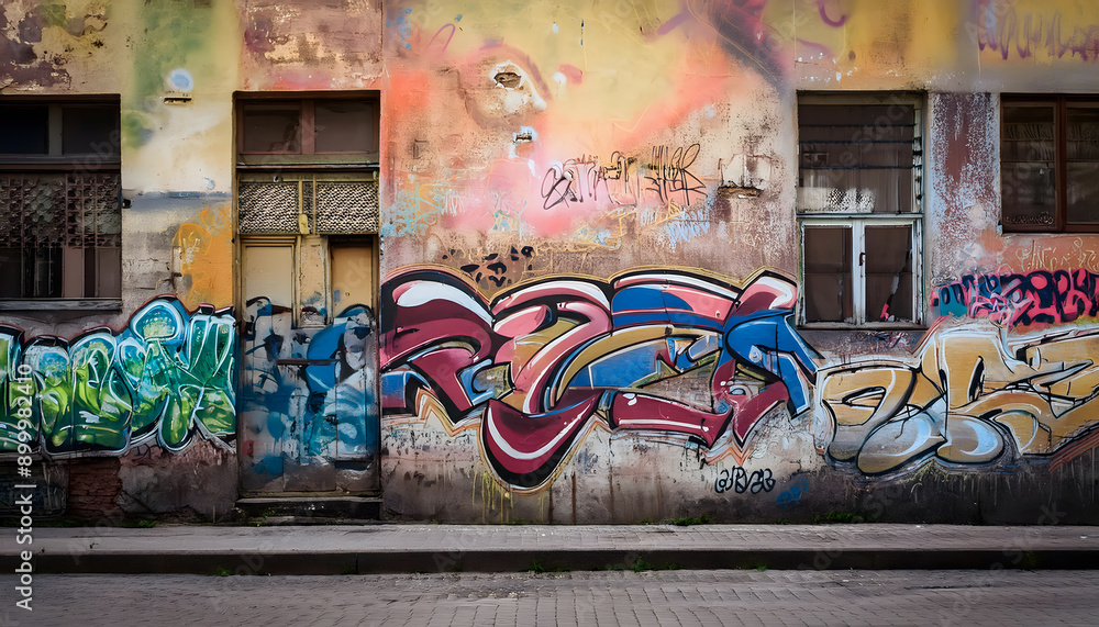 old wall with graffiti. street art. urban. city old wall with graffiti. street art. urban. city
