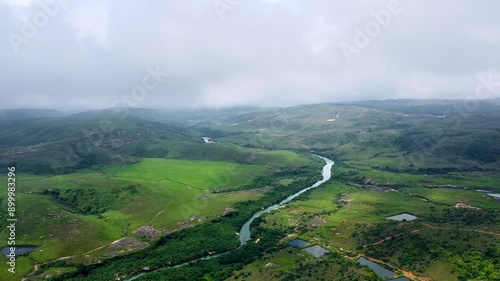 Aerial view of meghalaya laitryngew village in India. the beautiful mountain of east khasi hills in meghalaya India. photo