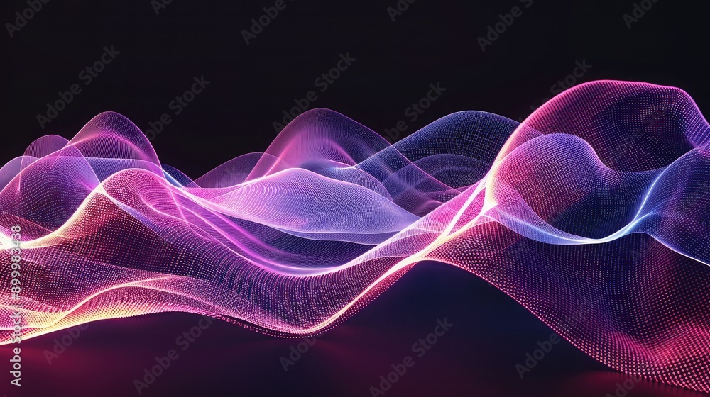 Obraz premium Fluid 3D waveforms with a gradient color scheme, representing advanced technology and motion.