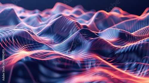 Fluid 3D waveforms with a gradient color scheme, representing advanced technology and motion.