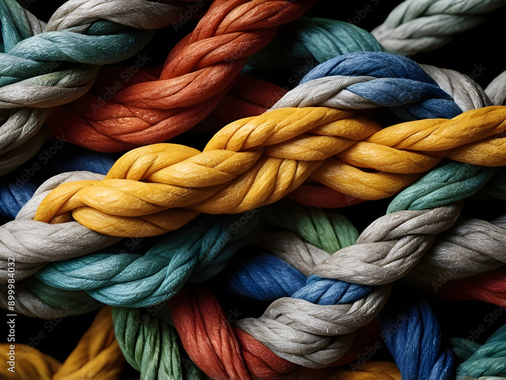 Visual Metaphor for Teamwork and Diversity Ropes Merging in Unison Visual Metaphor for Teamwork and Diversity Ropes Merging in Unison