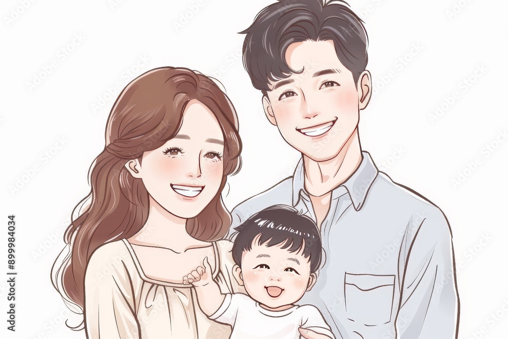 Young family with baby illustration serene colors gentle expressions intimate family moment digital art cozy atmosphere bonding affection heartwarming scene pastel hues Young family with baby illustration serene colors gentle expressions intimate family moment digital art cozy atmosphere bonding affection heartwarming scene pastel hues