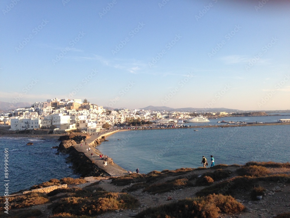 view of the port city in Naxos, Greece view of the port city in Naxos, Greece