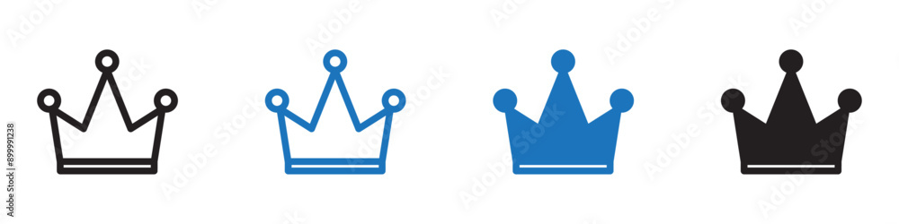 crown icon set symbol sign collection in white and black crown icon set symbol sign collection in white and black