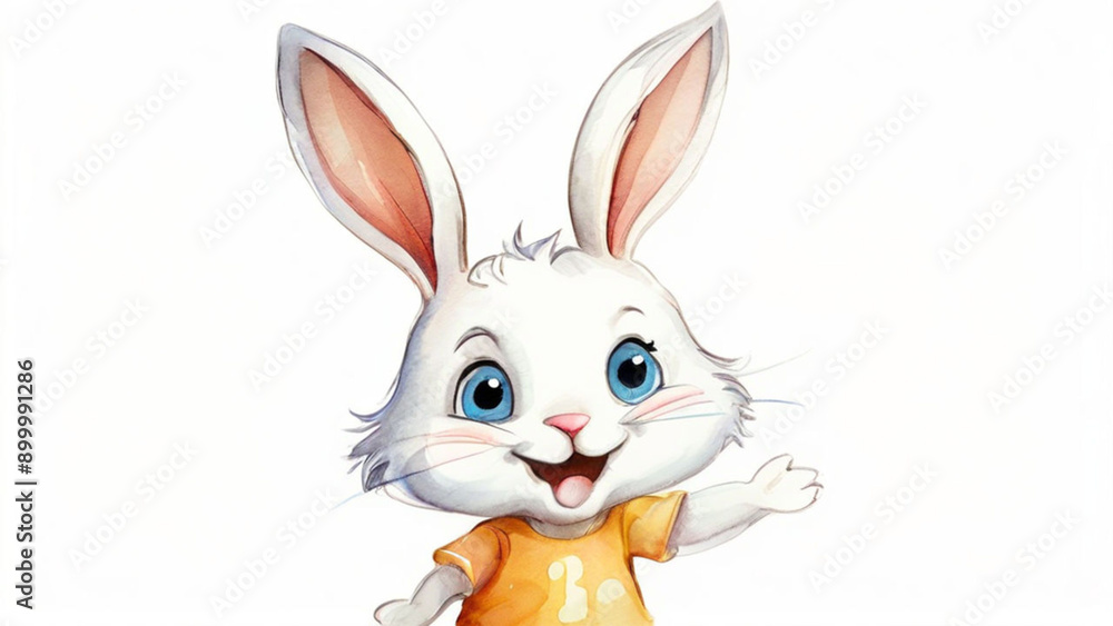 cute cartoon character - cheerful bunny isolated background watercolor cute cartoon character - cheerful bunny isolated background watercolor