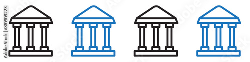 Bank icon set symbol sign collection in white and black