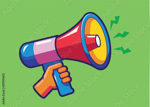 hand holding megaphone bullhorn vector illustration 