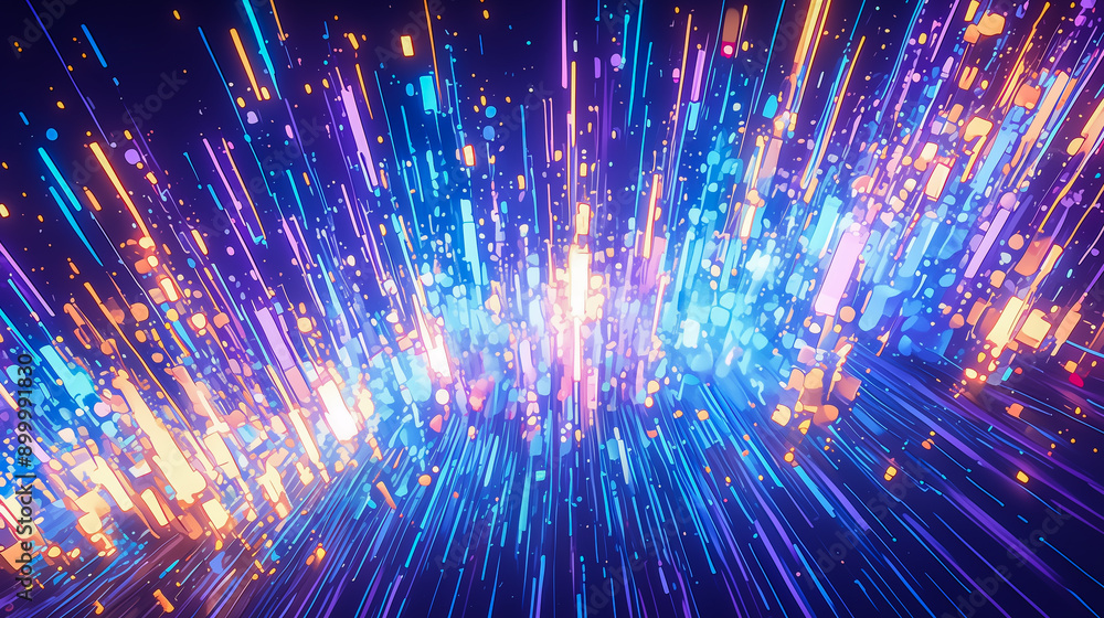 Fototapeta premium A dynamic digital background with glowing neon lights and abstract patterns
