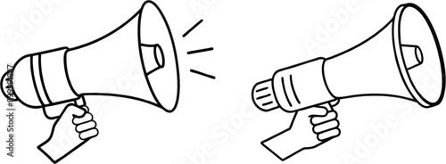 hand holding megaphone bullhorn vector illustration 