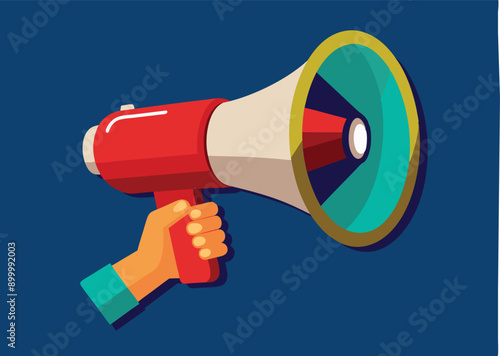 hand holding megaphone bullhorn vector illustration 