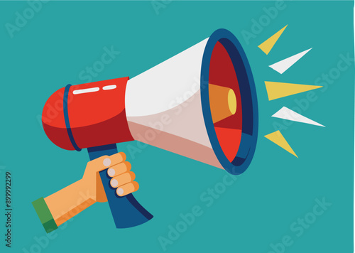 hand holding megaphone bullhorn vector illustration 