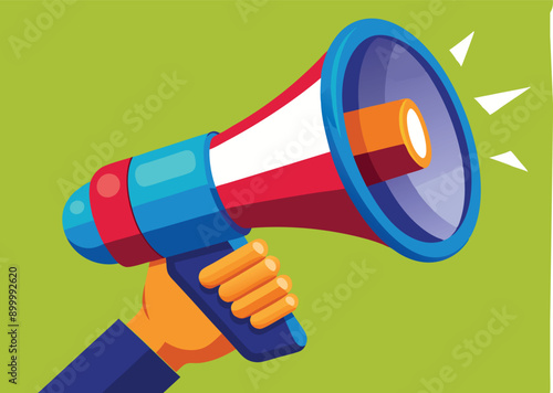 hand holding megaphone bullhorn vector illustration 