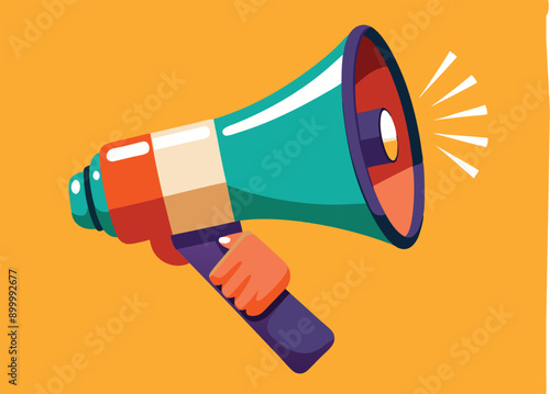 hand holding megaphone bullhorn vector illustration 