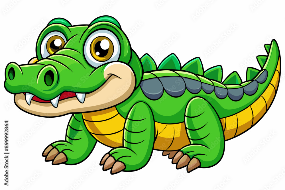 Obraz premium Funny Crocodile Cartoon Vector Illustration Clipart And Line Art Design, Funny crocodile cartoon vector, perfect for clipart, illustrations, and line art designs 