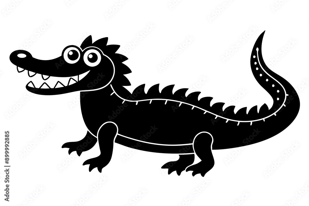 Obraz premium Funny Crocodile Cartoon Vector Illustration Clipart And Line Art Design, Funny crocodile cartoon vector, perfect for clipart, illustrations, and line art designs 