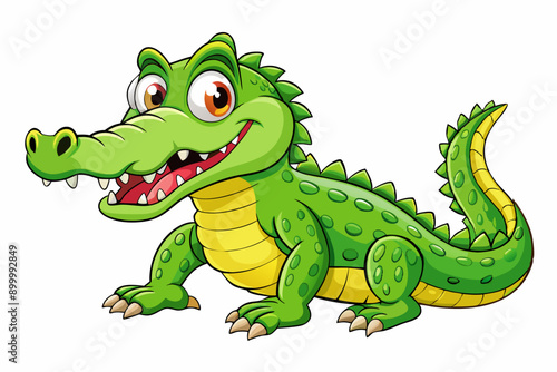 Funny Crocodile Cartoon Vector Illustration Clipart And Line Art Design, Funny crocodile cartoon vector, perfect for clipart, illustrations, and line art designs 