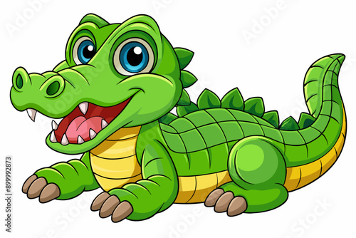 Funny Crocodile Cartoon Vector Illustration Clipart And Line Art Design, Funny crocodile cartoon vector, perfect for clipart, illustrations, and line art designs 