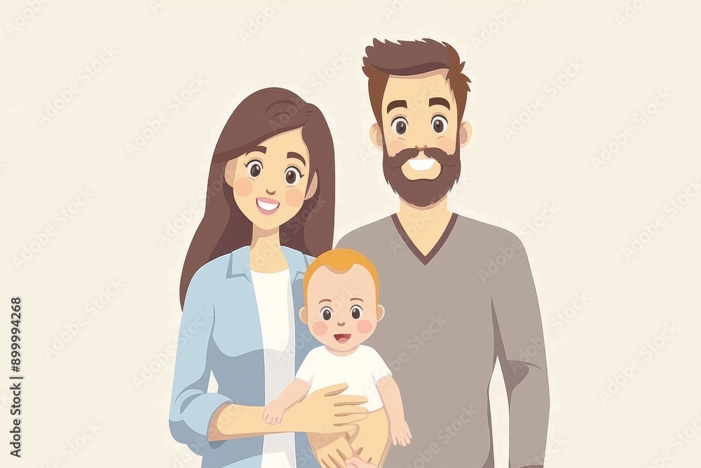 Cute family illustration with baby minimalist style warm colors joyful expressions digital art heartwarming scene bonding love and care playful mood Cute family illustration with baby minimalist style warm colors joyful expressions digital art heartwarming scene bonding love and care playful mood
