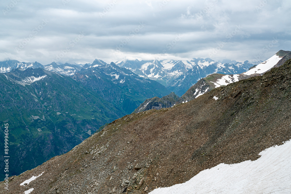Aerial View of a Mountain Valley in the Caucasus Mountains Aerial View of a Mountain Valley in the Caucasus Mountains