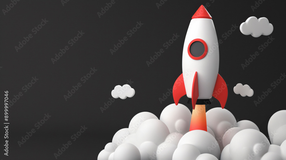 Naklejka premium rocket 3d illustration start up concept