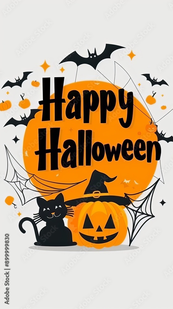 Playful Halloween Cat and Pumpkins Design Playful Halloween Cat and Pumpkins Design