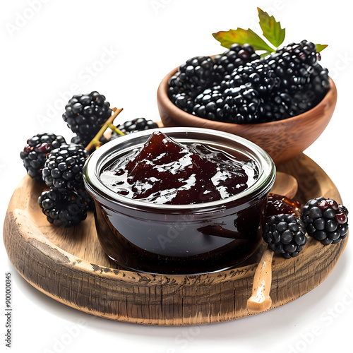 Plate of tasty Jam with on white background.