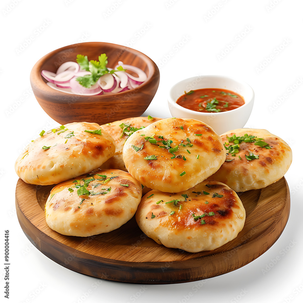 Plate of tasty Litti Chokha with on white background. Plate of tasty Litti Chokha with on white background.