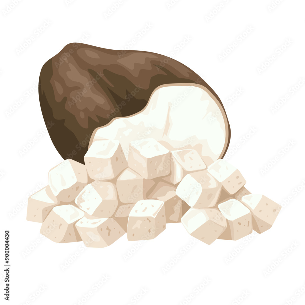 Φωτογραφία Vector illustration of dried poria cocos mushroom, scientific name Wolfiporia extensa, isolated on white background