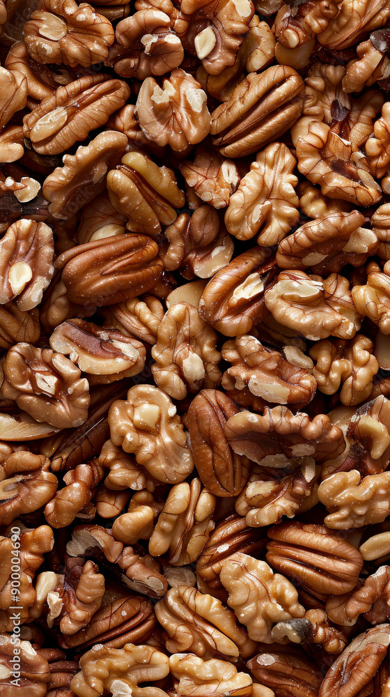 A Close-Up View of Freshly Shelled Walnuts Gathered in a Market Setting A Close-Up View of Freshly Shelled Walnuts Gathered in a Market Setting