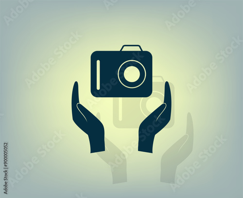 Vector illustration with shadow on gradient background