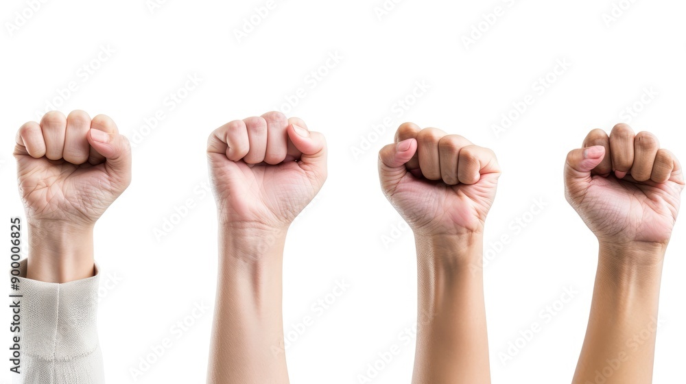 hands clenched into fists isolated on white background. concept International celebration labour day, copy space - generative ai