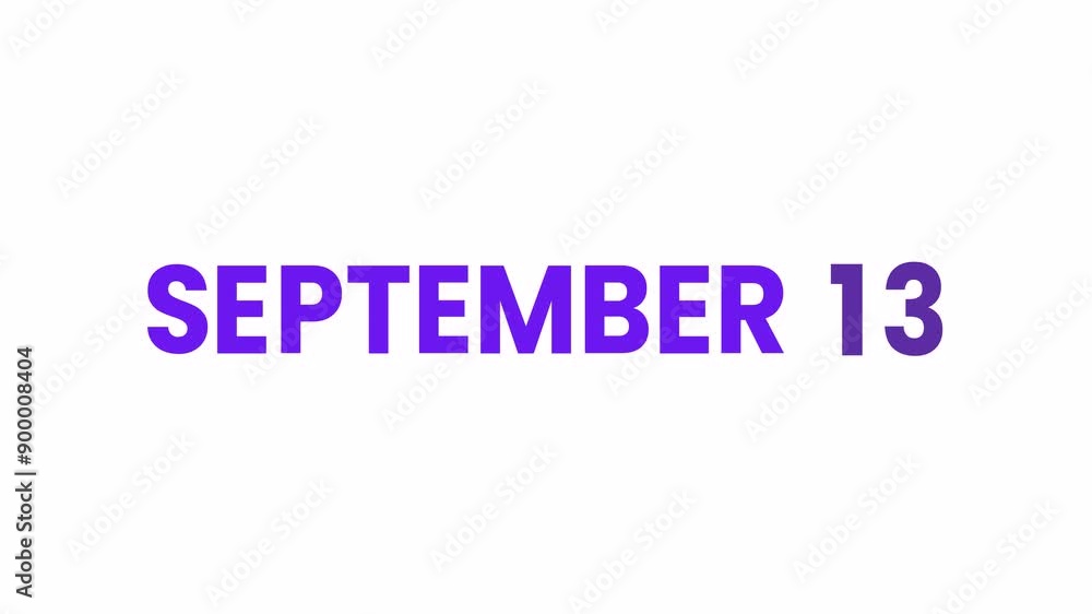 13th September calendar icon animation. Alpha matte with transparent background 4K resolution. 13th September calendar icon animation. Alpha matte with transparent background 4K resolution.