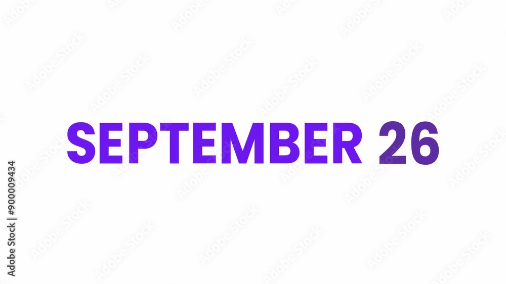 26th September calendar icon animation. Alpha matte with transparent background 4K resolution. 26th September calendar icon animation. Alpha matte with transparent background 4K resolution.