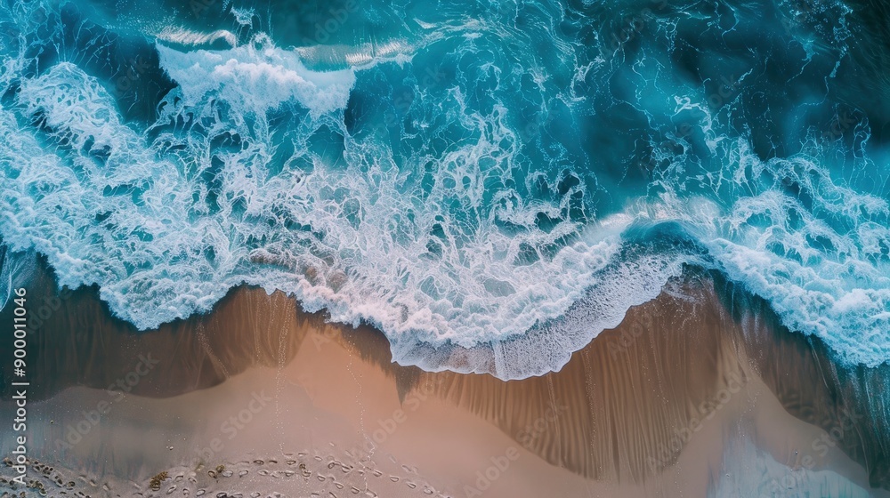 Fototapeta premium ocean breaks on shore - generative ai