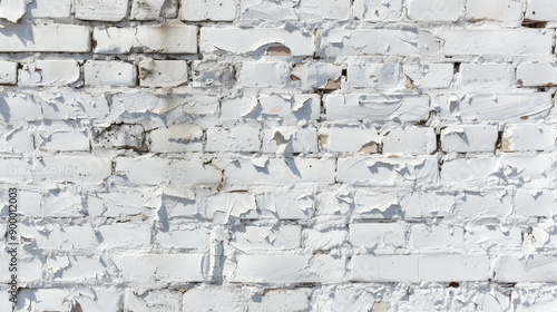 White painted old brick Wall panoramic background - generative ai