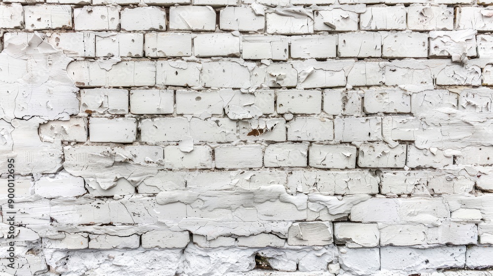 White painted old brick Wall panoramic background - generative ai White painted old brick Wall panoramic background - generative ai