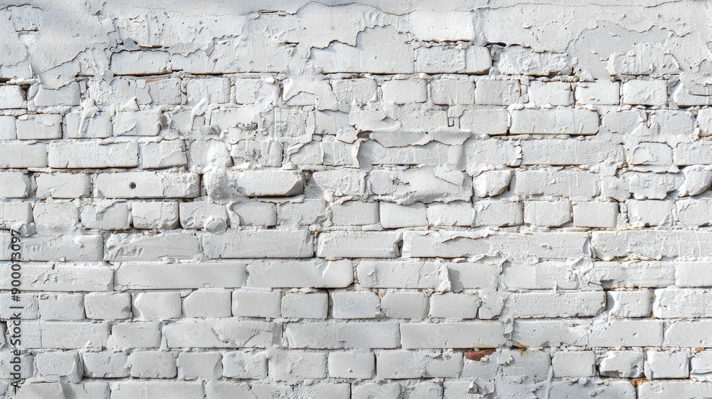 White painted old brick Wall panoramic background - generative ai White painted old brick Wall panoramic background - generative ai