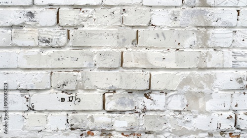 White painted old brick Wall panoramic background - generative ai