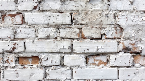 White painted old brick Wall panoramic background - generative ai