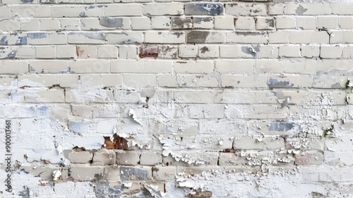 White painted old brick Wall panoramic background - generative ai
