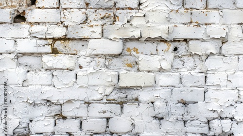 White painted old brick Wall panoramic background - generative ai